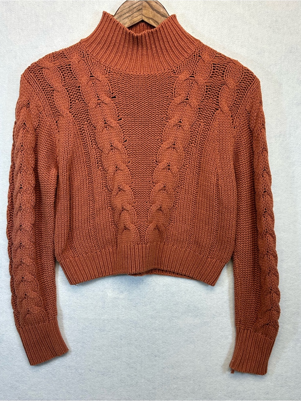 Aeropostale Rust Cable Knit Cropped Sweater XS